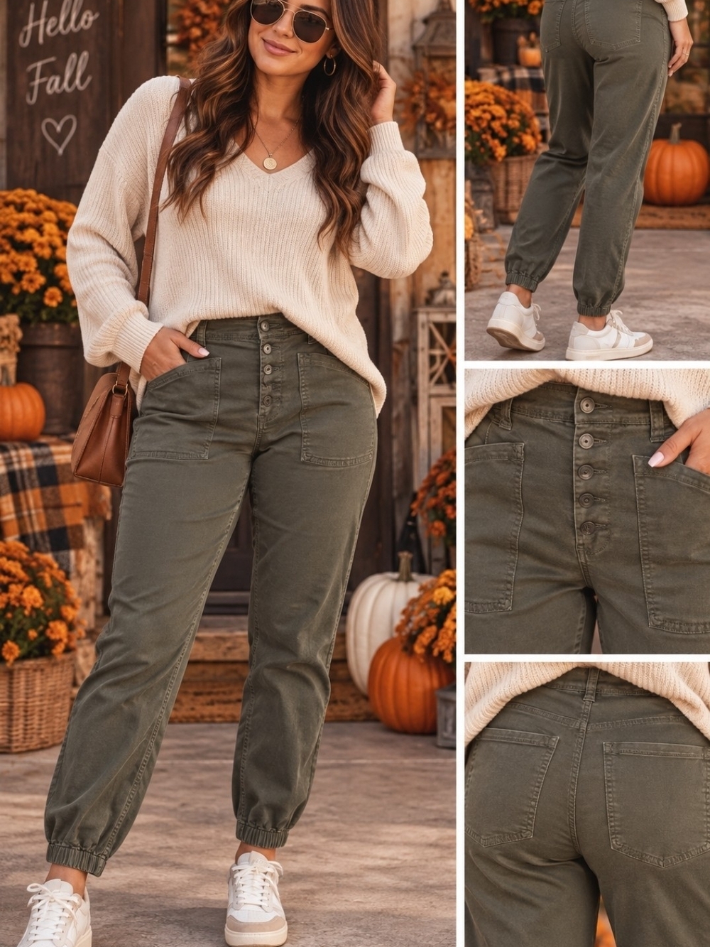 Liverpool Los Angeles Olive Utility Jogger Pants Size 4/27